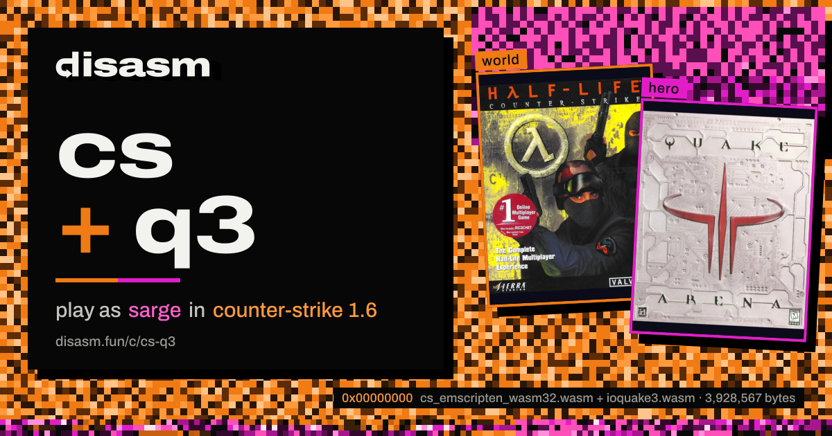 link card: cs + q3, play as sarge in counter-strike 1.6