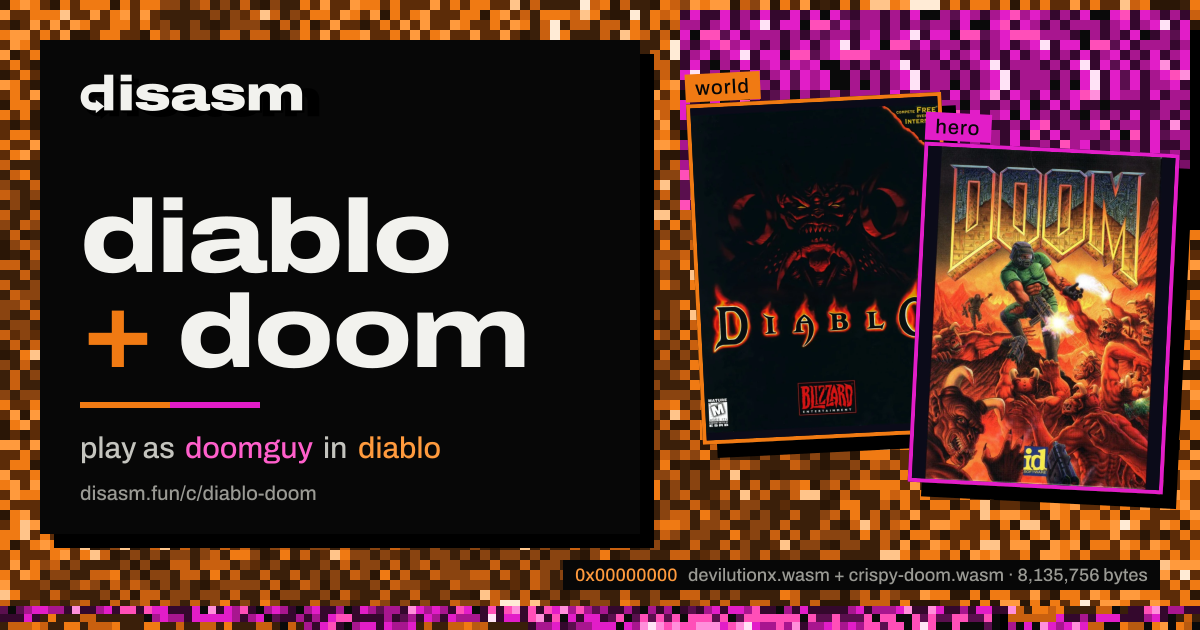 link card: diablo + doom, play as doomguy in diablo