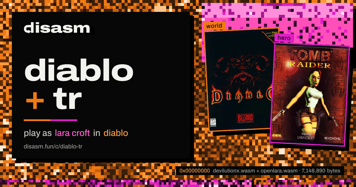 link card: diablo + tr, play as lara croft in diablo