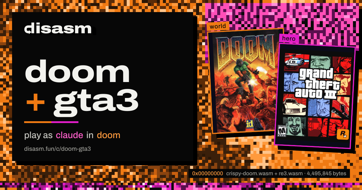 link card: doom + gta3, play as claude in doom