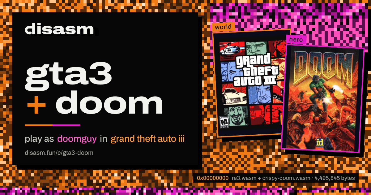 link card: gta3 + doom, play as doomguy in grand theft auto iii