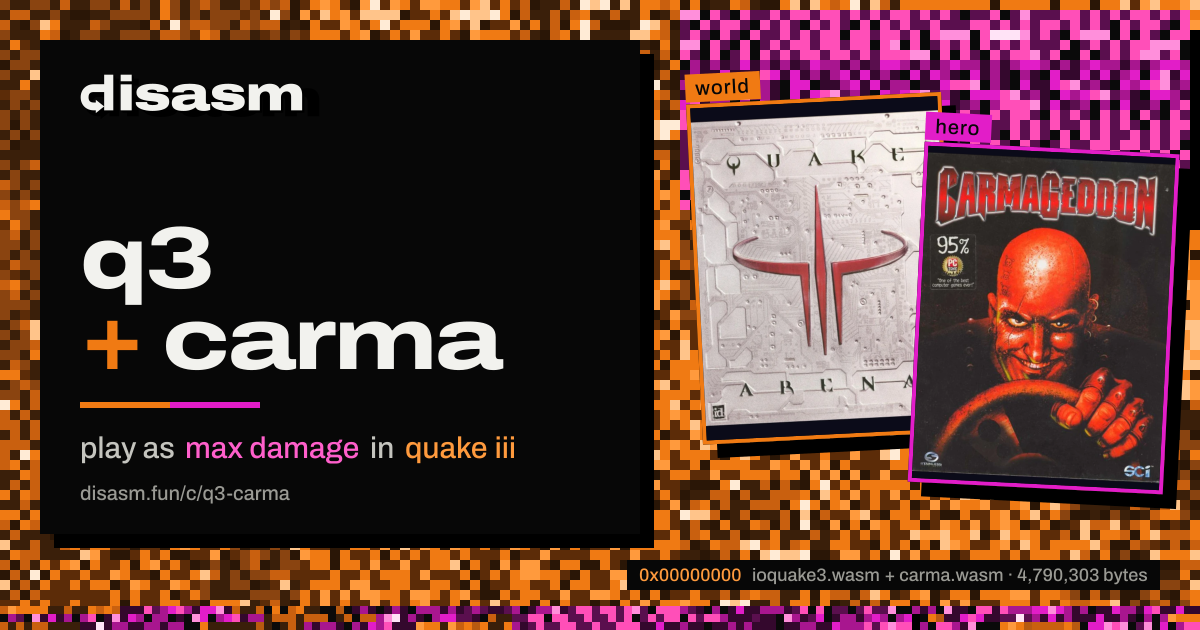 link card: q3 + carma, play as max damage in quake iii