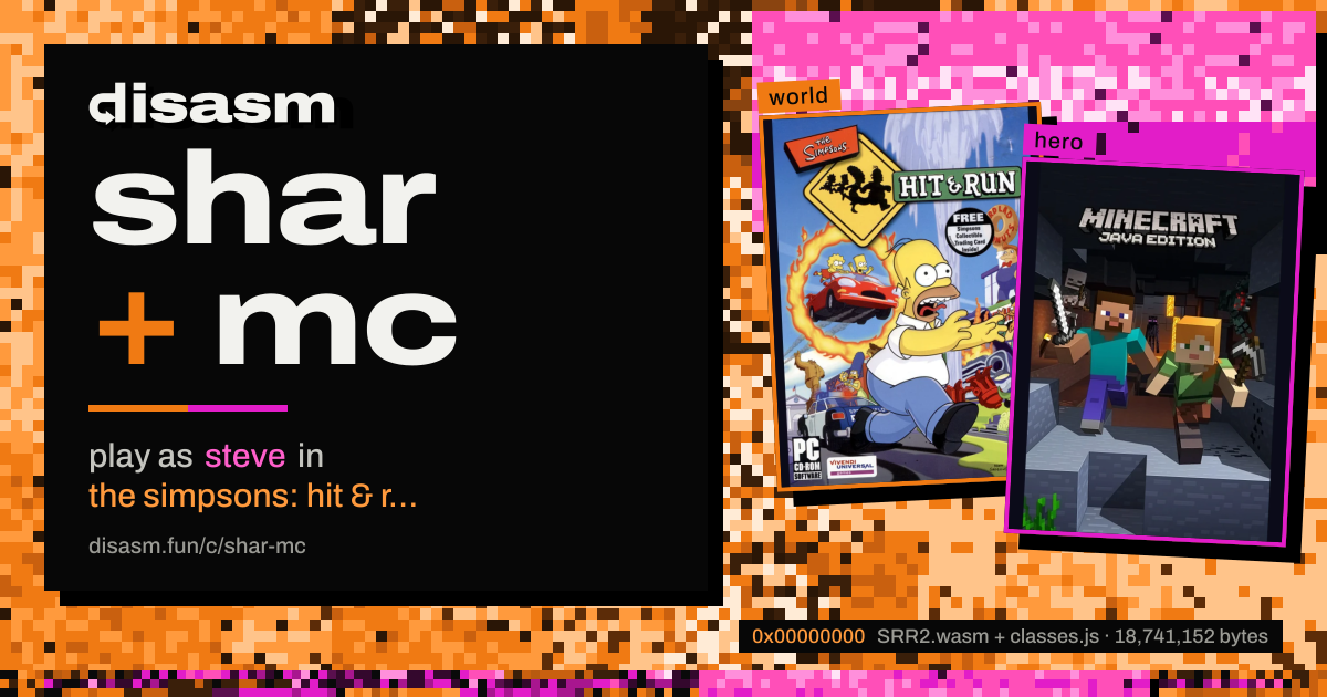 link card: shar + mc, play as steve in the simpsons: hit & run