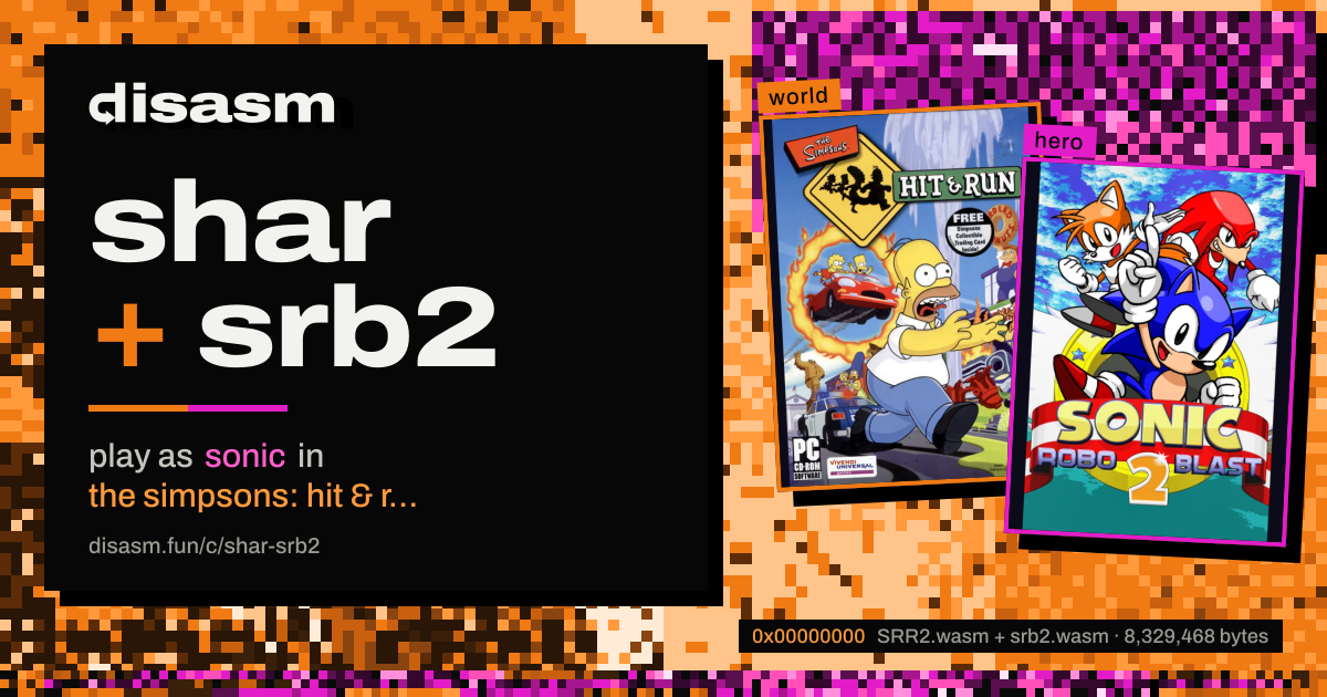 link card: shar + srb2, play as sonic in the simpsons: hit & run