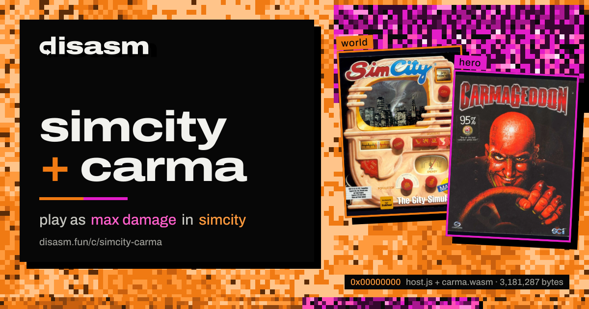 link card: simcity + carma, play as max damage in simcity