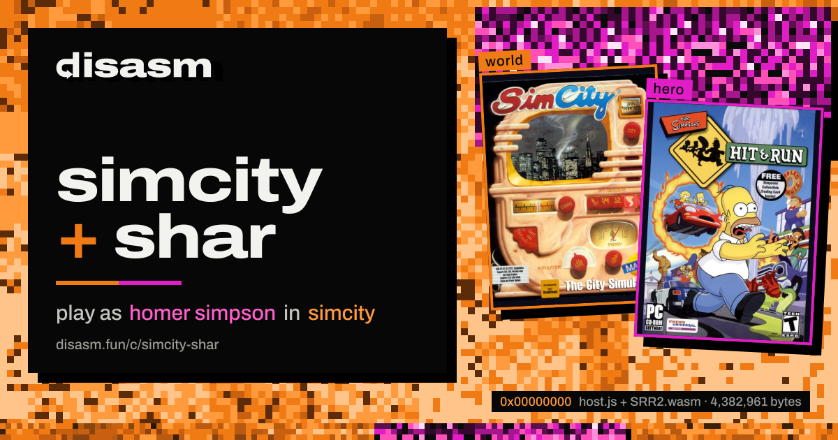 link card: simcity + shar, play as homer simpson in simcity