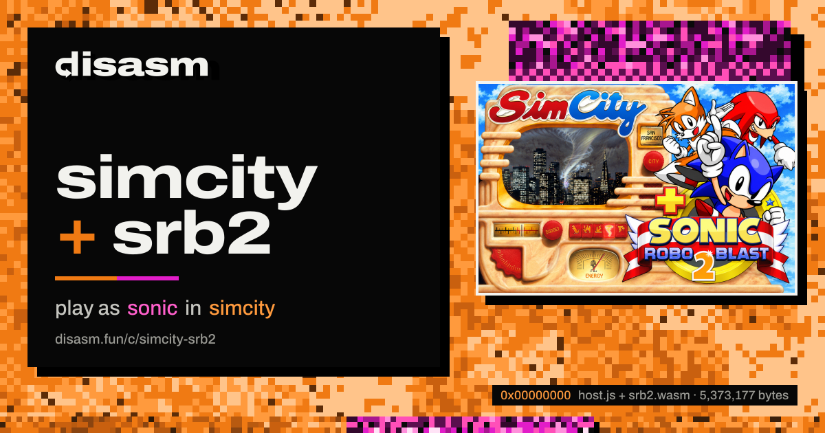 link card: simcity + srb2, play as sonic in simcity
