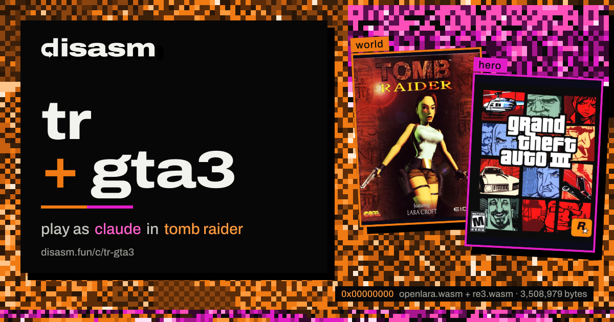 link card: tr + gta3, play as claude in tomb raider